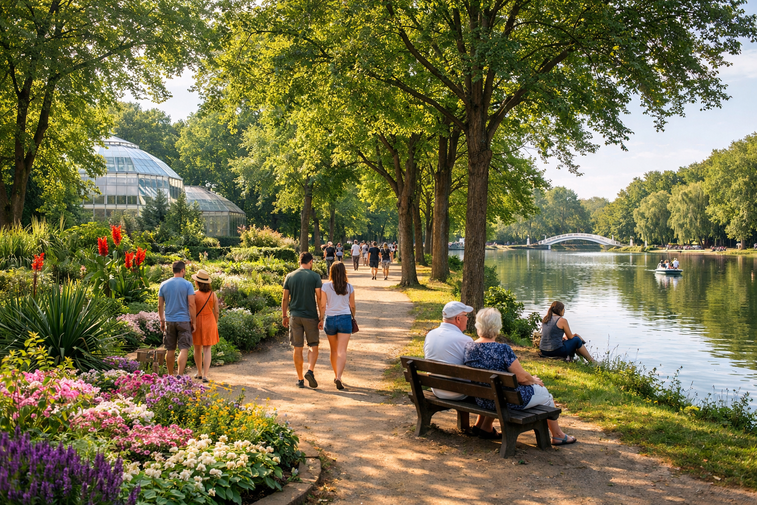 Great Forest park path with autumn leaves