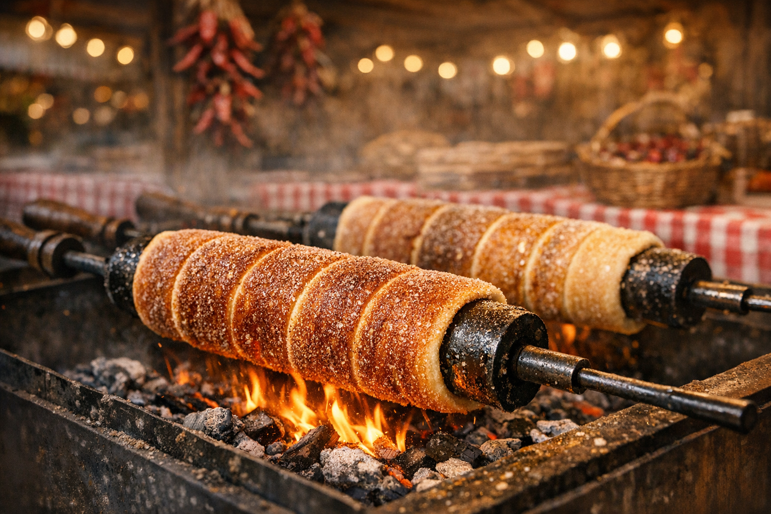 Chimney cake rolled in cinnamon sugar