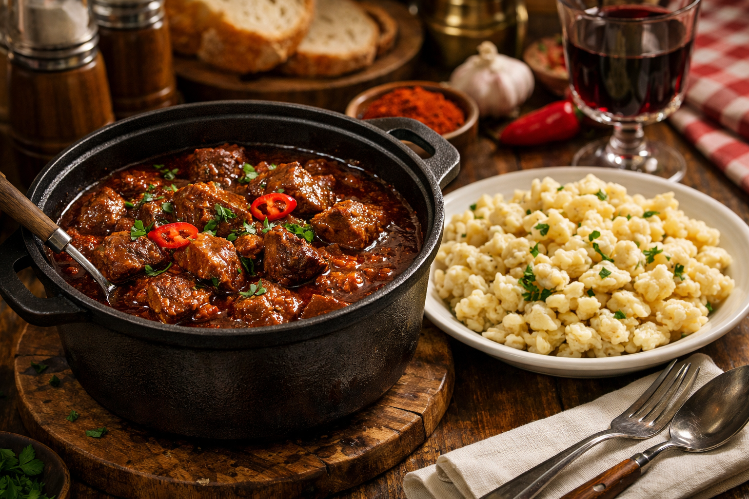 Chicken paprikás with nokedli