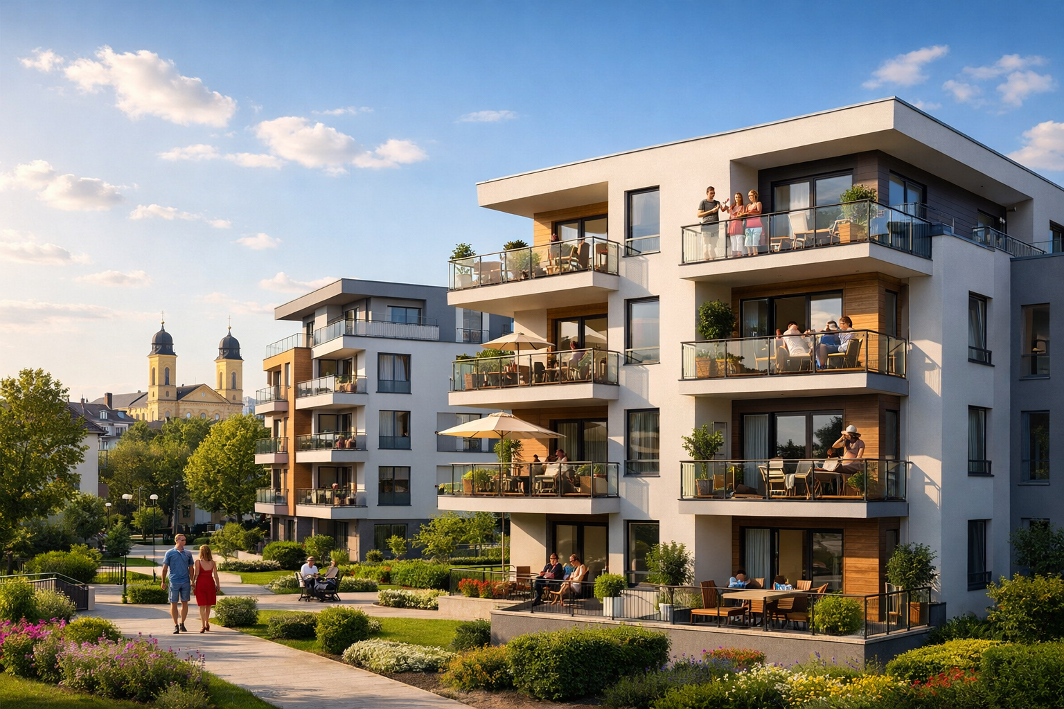 Residential facades in central Debrecen