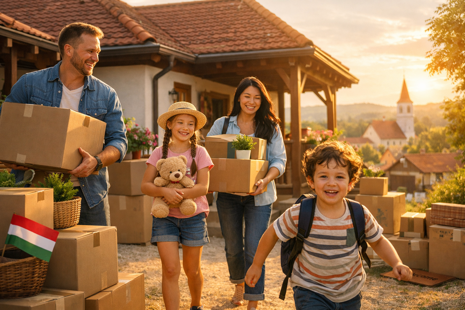 Family walking through Nagyerdő park