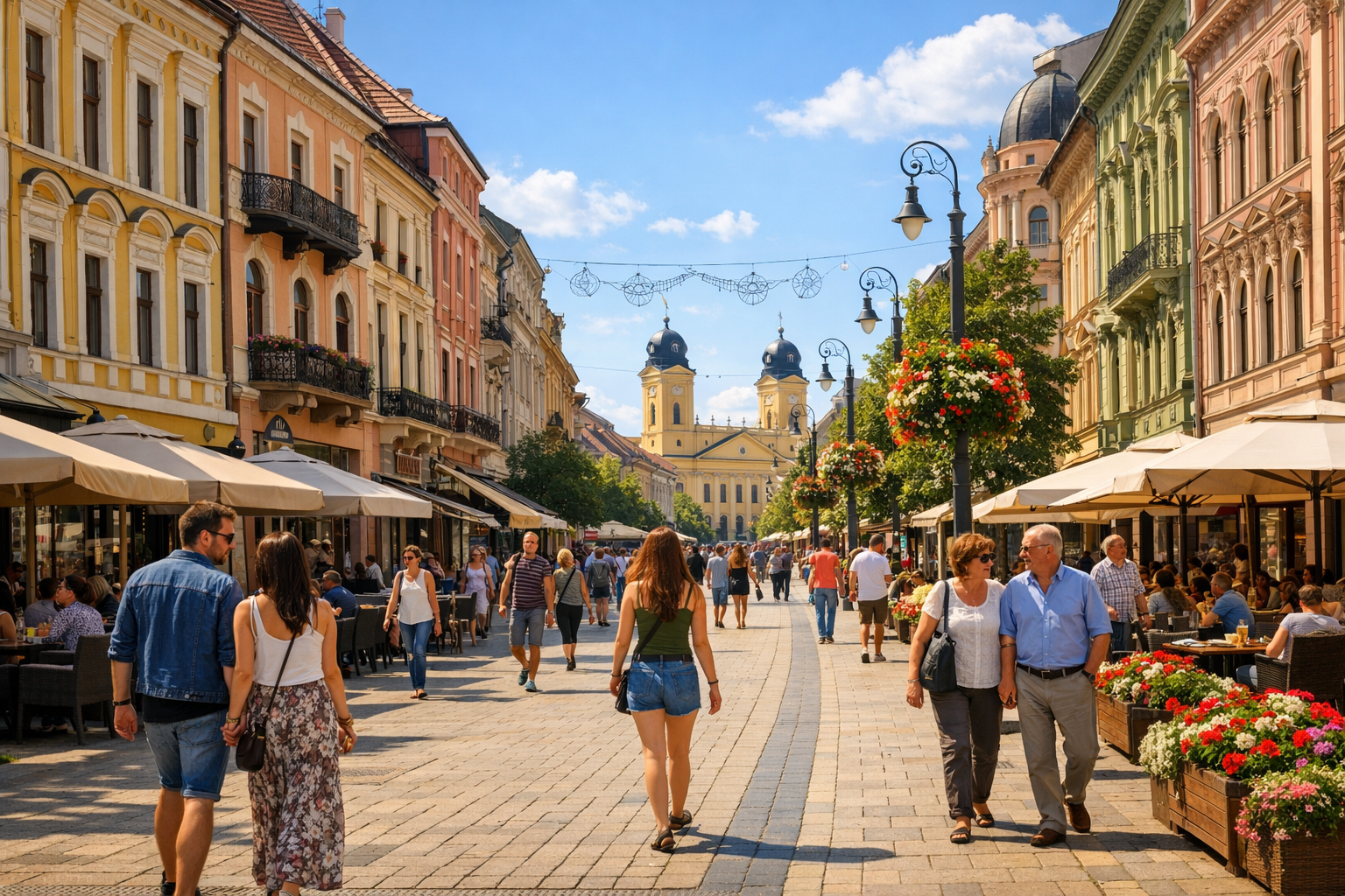 Piac utca in central Debrecen